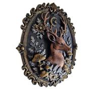 Décoration Murale Poétique et Ésotérique - Cadre Baroque Cerf Champignons et Lune en PLA Biodégradable - 19 x 16 cm