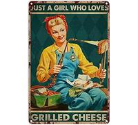 Décoration murale pour chambre à coucher avec inscription « Just A Girl Who Loves Grilled Cheese » - Décoration murale chic - Cadeau pour la maison, le bar, le café, le garage - Décoration murale en