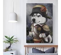 Décoration murale pour chambre à coucher, motif chien husky, empereur Napoléon, décoration rustique pour salle de bain, toile 40 x 60 cm