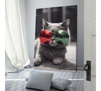 Décoration murale pour chambre d'adolescent, motif chat avec lunettes de soleil, 60 x 90 cm
