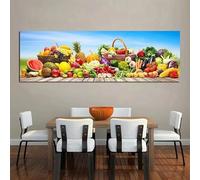Décoration murale pour la cuisine : tableaux sur toile représentant des légumes et des fruits, affiches et impressions pour la salle à manger et le salon, sans cadre (65 x 200 cm / 26 x 79 pouces).