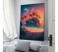 Décoration murale pour salon, thème île de la mer du Milieu, pour adolescents, chambre de garçons, toile 20 x 30 cm