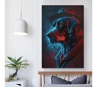 Décoration murale représentant un chien détective pour salon, chambre, bureau, salle de bain, 30 x 45 cm