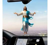 Décoration murale rétro 2D représentant Jésus à suspendre dans la voiture, croix à accrocher au rétroviseur, cadeau religieux for chrétien, ornement plat en acrylique for l'intérieur de la voiture(B)