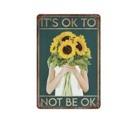 Décoration murale rétro en fer avec inscription « IT'S OK TO NOT BE OK » - 30 x 20 cm