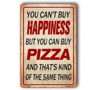 Décoration murale rétro pour salon, cuisine, garage, panneau « You Can't Buy Happiness But You Can Buy PIZZA » 20,3 x 30,5 cm