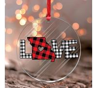 Décoration murale ronde en acrylique pour la Saint-Valentin, motif « Love Missouri » - Décoration ronde - Souvenir de l'État américain - La vieille gloire - Boules de Noël en acrylique - Cadeaux pour