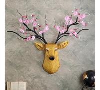 Décoration Murale Rustique en Forme de tête de cerf, Sculpture de Bois en résine avec Cornes Amovibles, idéale pour Un Chalet ou Un Salon. Objet décoratif Animalier réaliste, fabriqué à la Main.