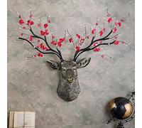 Décoration Murale Rustique en Forme de tête de cerf, Sculpture de Bois en résine avec Cornes Amovibles, idéale pour Un Chalet ou Un Salon. Objet décoratif Animalier réaliste, fabriqué à la Main.