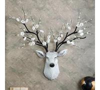 Décoration Murale Rustique en Forme de tête de cerf, Sculpture de Bois en résine avec Cornes Amovibles, idéale pour Un Chalet ou Un Salon. Objet décoratif Animalier réaliste, fabriqué à la Main.