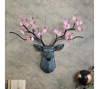 Décoration Murale Rustique en Forme de tête de cerf, Sculpture de Bois en résine avec Cornes Amovibles, idéale pour Un Chalet ou Un Salon. Objet décoratif Animalier réaliste, fabriqué à la Main.