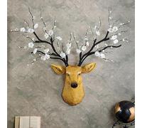 Décoration Murale Rustique en Forme de tête de cerf, Sculpture de Bois en résine avec Cornes Amovibles, idéale pour Un Chalet ou Un Salon. Objet décoratif Animalier réaliste, fabriqué à la Main.
