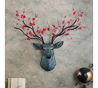 Décoration Murale Rustique en Forme de tête de cerf, Sculpture de Bois en résine avec Cornes Amovibles, idéale pour Un Chalet ou Un Salon. Objet décoratif Animalier réaliste, fabriqué à la Main.