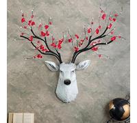 Décoration Murale Rustique en Forme de tête de cerf, Sculpture de Bois en résine avec Cornes Amovibles, idéale pour Un Chalet ou Un Salon. Objet décoratif Animalier réaliste, fabriqué à la Main.