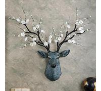 Décoration Murale Rustique en Forme de tête de cerf, Sculpture de Bois en résine avec Cornes Amovibles, idéale pour Un Chalet ou Un Salon. Objet décoratif Animalier réaliste, fabriqué à la Main.