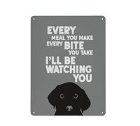 Décoration murale rustique en métal représentant un chien : « À chaque repas, à chaque bouchée, je te surveillerai », tableau humoristique, cadeau pour maman de chien, décoration pour la cuisine ou