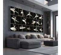 Decoration Murale Salon Illustration Ballet Grand Tableau Classique Danseuse Impression sur Toile Murale Noir et blanc Fille Peinture pour Chambre et Bureau 60x120 cm