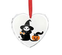Décoration murale sorcière de Noël, décoration en forme de cœur en verre, 8,9 x 7,5 cm, décoration à suspendre pour mariage, cadeau de Saint-Valentin, décoration de festival
