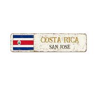 Décoration murale souvenir du pays du Costa Rica - Panneau en métal souvenir de la ville de San Jose - Drapeau national du Costa Rica - Décoration murale vintage en métal - Panneau en aluminium de