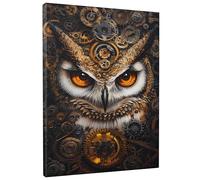 Décoration murale steampunk en forme de hibou métallique en bronze - Décoration d'intérieur à thème vintage pour salon, chambre à coucher, bureau, sans cadre, 40,6 x 50,8 cm