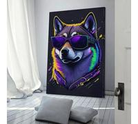 Décoration murale sur toile représentant Shina Inu, adorable et fantaisiste, pour chambre à coucher, pour adolescentes, femmes, salon, 20 x 30 cm