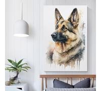 Décoration murale sur toile représentant un berger allemand, idéal pour un salon, une chambre à coucher, une cuisine ou comme cadeau d'anniversaire pour femme, 40 x 60 cm