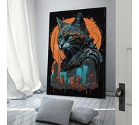 Décoration murale sur toile représentant un chat mignon 2, pour chambre à coucher, pour adolescentes, femmes, salon, 40 x 60 cm