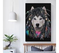 Décoration murale sur toile représentant un husky de Sibérie et des dreadlocks, pour chambre à coucher, pour adolescentes, femmes, salon, 40 x 60 cm