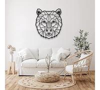 Décoration Murale Tête D'ours en Métal, Signe de Silhouette de Mur Géométrique Noir, Sculpture Murale Suspendue À la Maison, Décoration Murale Minimaliste Intérieure Extérieure ( Size : 19.7IN/50cm )