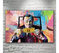 Decoration Murale,Toile Art Loup De Wall Street Leonardo Dicaprio Affiche d'art d'argent Parlons d'argent Impression Peinture sur Toile pour Salon Maison Déco, pour Les Murs De La Chambre-40X60Cm