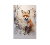 Décoration murale toile renard abstrait art mural affiche animaux sauvages rustique rétro pour salon chambre œuvre d'art