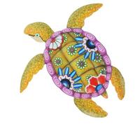 Décoration Murale Tortue en Fer Jaune à Suspendre pour Jardin | Format Compact, Léger et Facile à Installer, Finition Résistante à Décoloration, Pièce Décorative Unique