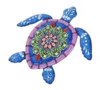 Décoration Murale Tortue en Métal Bleu Fer, Suspendue Vintage