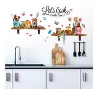 Décoration Murale Vaisselle Papillon Coeur Anglais Sticker Mural Autocollant Mural Peler Et Coller Décoration Murale Art Pour Salon Bureau Salle De Bain