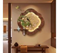 Décoration Murale Verticale pour Petits espaces : fresque Murale 3D Suspendue avec lumière LED, Sculptures murales Modernes avec Plante Artificielle, Peinture décorative en grès pour Chambre ou Salon