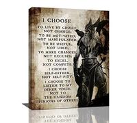 Décoration murale Viking Warrior Motif samouraï viking I Choose to Live by Choice Citations inspirantes Impression sur toile Poster de motivation Décoration d'intérieur encadrée pour