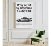 Décoration murale vintage 911 (930) Turbo Money Can't Buy Happiness - Décoration murale de voiture, décoration murale tendance pour chambre de garçon - Impressions de course