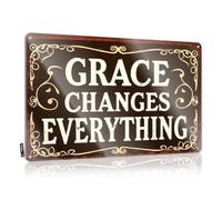 Décoration murale vintage avec inscription « Grace Changes Everything » : une citation inspirante réutilisable rustique à suspendre (20 x 30 cm)