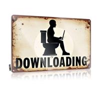 Décoration murale vintage cool - Plaque en étain rétro pour maison, bar - 20,3 x 30,5 cm - A Person Is Sitting On A Toilet Using A Laptop With The Word Download Below Perfect (30 x 40 cm)