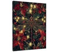 Décoration murale vintage de Noël libellules pour salon, poinsettia, insectes, salle de bain, petites vacances, Nouvel An, entrée, salle à manger, chambre à coucher, 40,6 x 50,8 cm