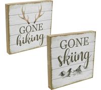 Décoration murale vintage en bois Panneaux avec des phrases 20x20cm Set Décoration de porte Shabby Chic