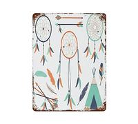Décoration murale vintage en fer - Plaque verticale - Attrape-rêves - Motif garçon tribal - Indien amérindien, bohème, hipster, flèches, tipi - Décoration murale en métal pour bars, bières - 40 x 29
