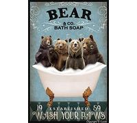 Décoration murale vintage en métal avec inscription « Wash Your Paws » - Décoration murale amusante pour salle de bain et baignoire - 20,3 x 30,5 cm