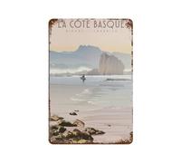 Décoration murale vintage en métal, plaque en métal, plaque de la cote basque, panneau de ferme pour maison, cofe, cuisine, pub, bar (30 x 40 cm, G54
