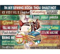 Décoration murale vintage en métal pour chambre à coucher, salle de bain, café, décoration murale « My Sewing Room Thou Shalt Not Ask When It Will Be Finish » - 20,3 x 30,5 cm