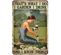Décoration murale vintage humoristique « Jardinière et amatrice de vin : C'est ce que je fais ! Je jardine, je bois et je sais des choses ! » pour les jardinières et les amatrices de vin. Décoration
