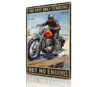 Décoration murale vintage - Panneau de moto « You Have Only Starting But No End » - Cadeau vintage pour homme - 20,3 x 30,5 cm