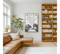 Décoration murale « We Are a Team » - Couple de loups - Impression sur toile - Décoration murale pour la maison - Cadeau d'anniversaire - Sans cadre - 40,6 x 61 cm
