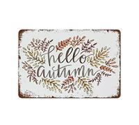 Décoration murale « Welcome Autumn » Hello Fall Decor Autumn Citation Leaves Fall Art Décoration murale Poster en métal 20,3 x 30,5 cm