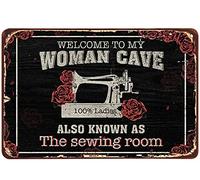 Décoration murale « Welcome to My Woman » pour entrée, « Welcome to My Woman », « Ladies also known as the Sewing Room » - Panneau décoratif en aluminium pour maison, salon, porche, cour - 30,5 x 20,3